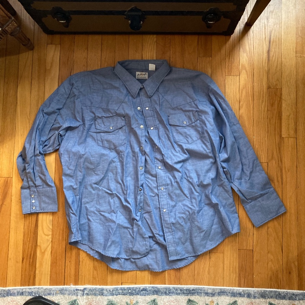 Blue Chamois Snap-Button Shirt